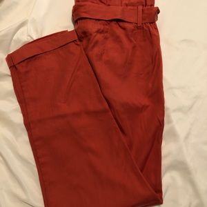 Coral paper bag trousers pants